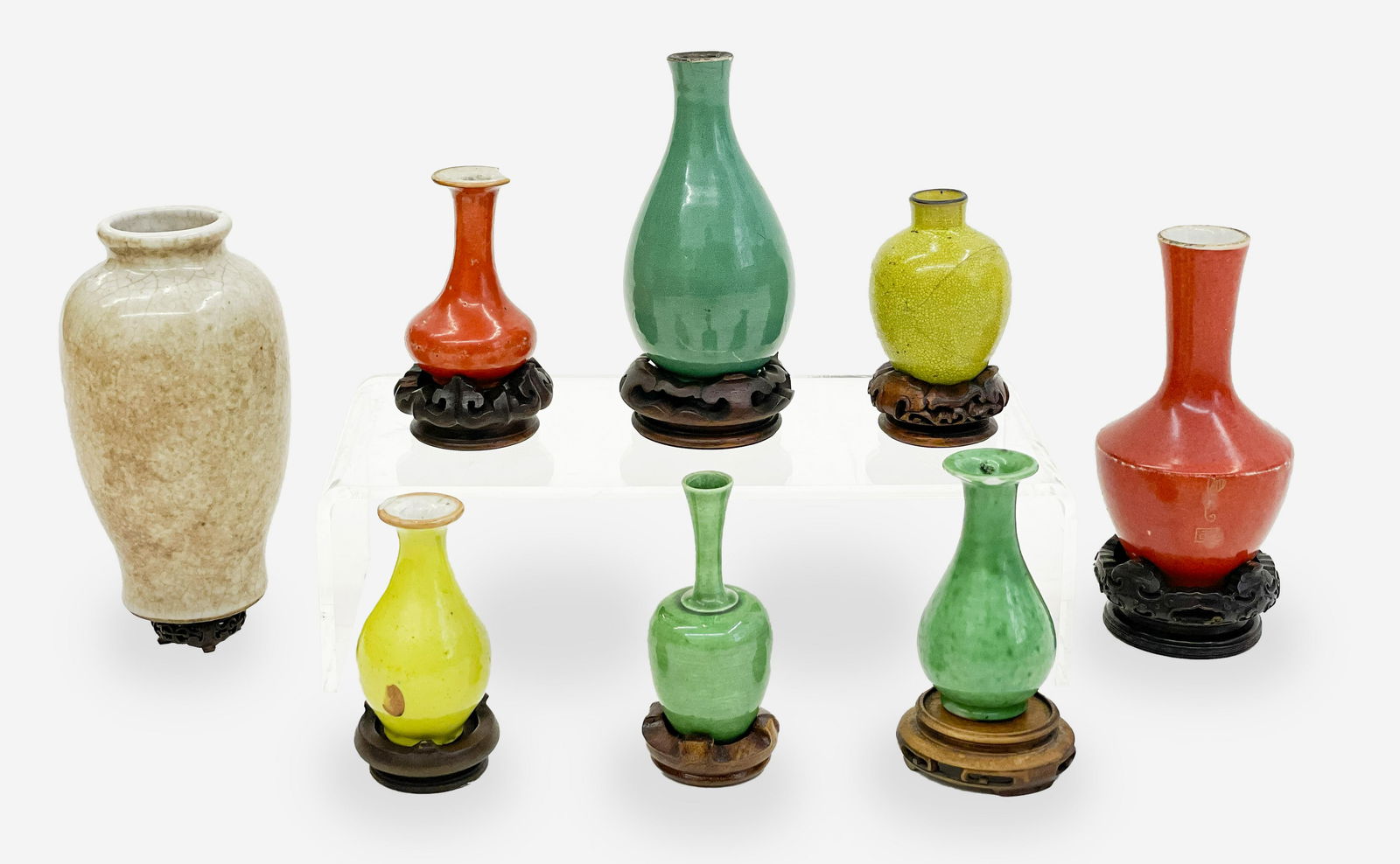 Eight Chinese Small Monochrome Porcelain Vases (1 of 9)