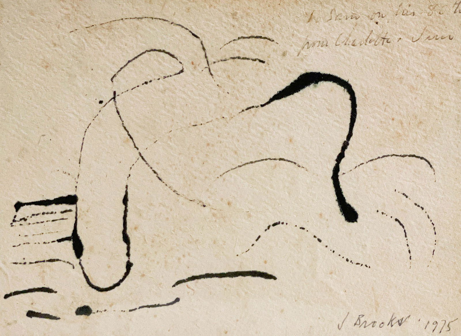 James Brooks - To Sam on His 80th: Lot 11 James Brooks American (1906-1992) To Sam on His 80th (1975) ink on wove paper signed lower right 6 3/16 x 8 7/16 inches Provenance: from the Collection of Joyce Kootz widow of renowned g