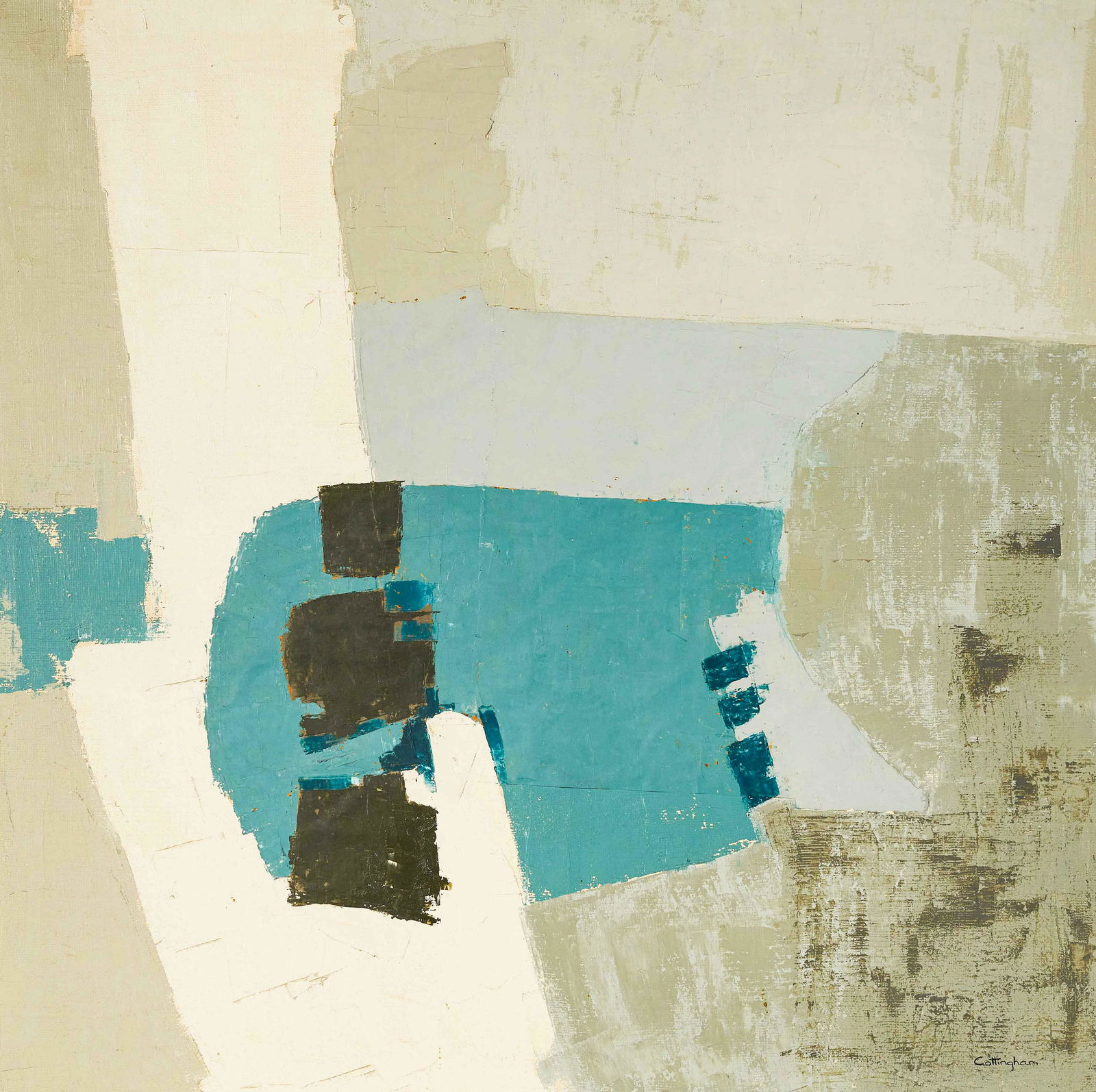 Gail Cottingham - Untitled (Blue and Black on Gray) (1 of 7)