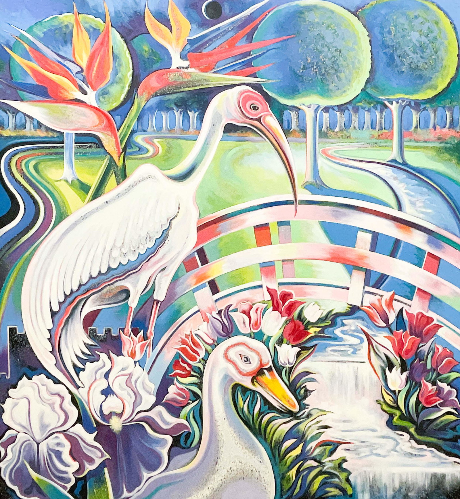 Lowell Nesbitt - Birds of Paradise: Lot 123 Lowell Nesbitt American (1933-1993) Birds of Paradise (1986) oil on canvas signed verso 80 x 73 inches Provenance: From the Estate of Lowell Nesbitt
