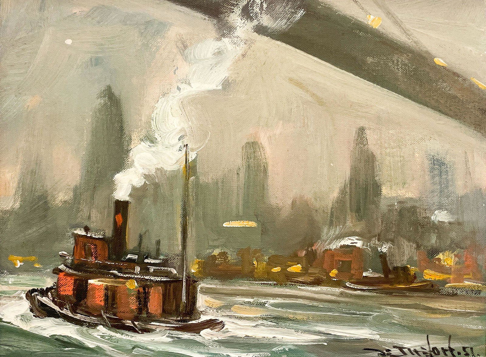 Bela de Tirefort - Tugboat Under a Bridge (1 of 4)