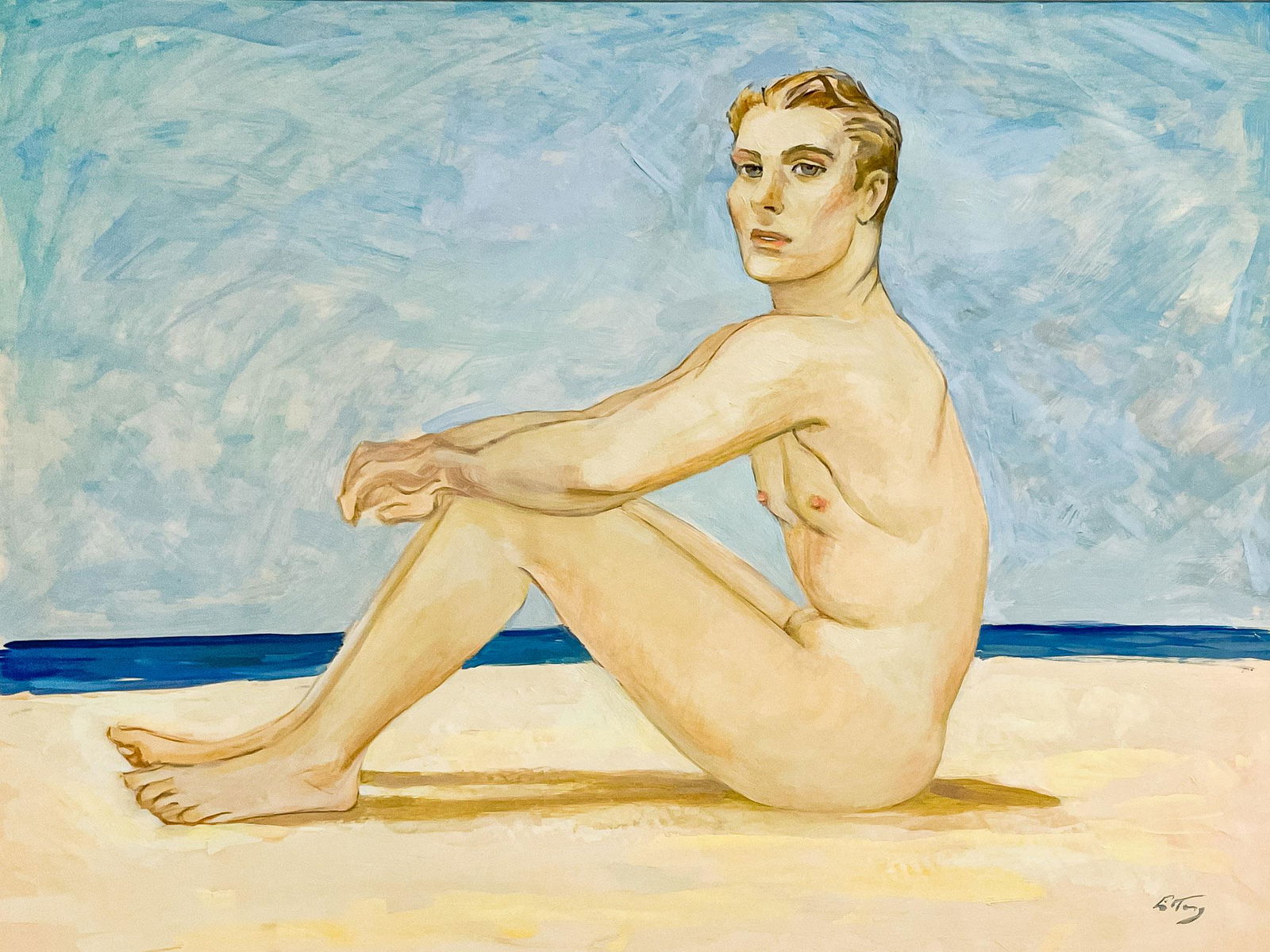Emlen Etting - Untitled (Nude on Beach): Lot 17 Emlen Etting American (1905-1993) Untitled (Nude on Beach) oil on paper signed lower right sight: 17 3/4 x 22 3/4 inches Provenance: Property from the Collection of Seymour Stein