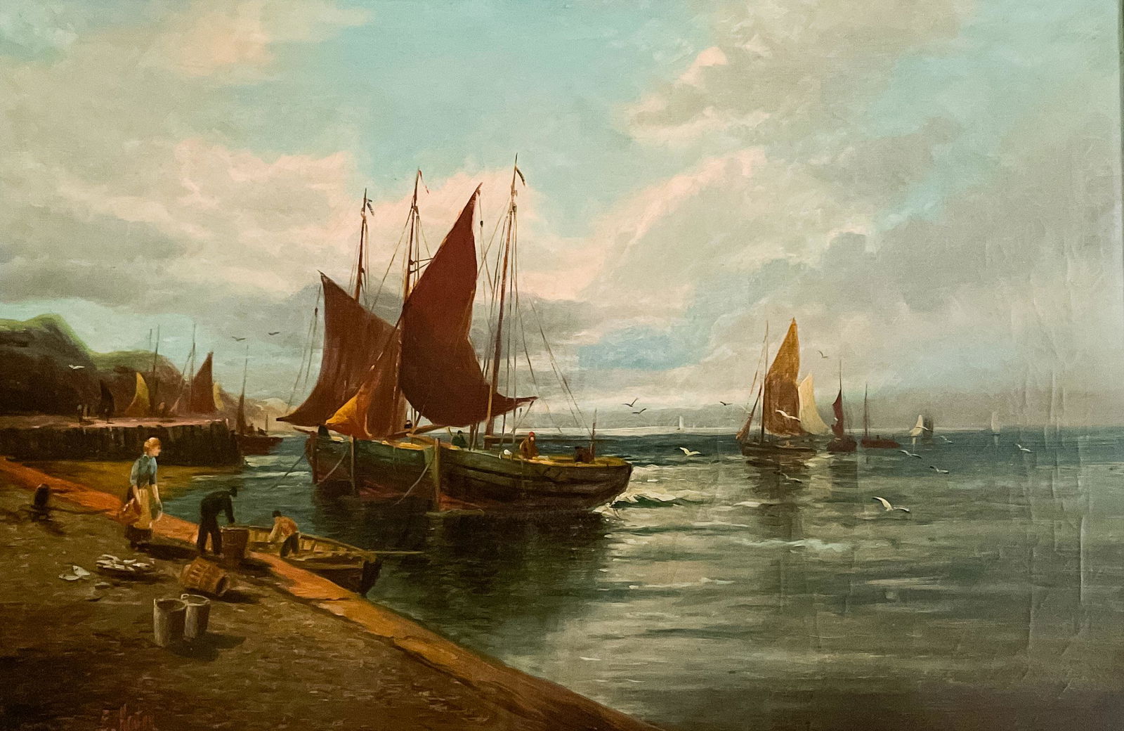 Artist Unknown - Untitled (Ships at Harbor) (1 of 5)