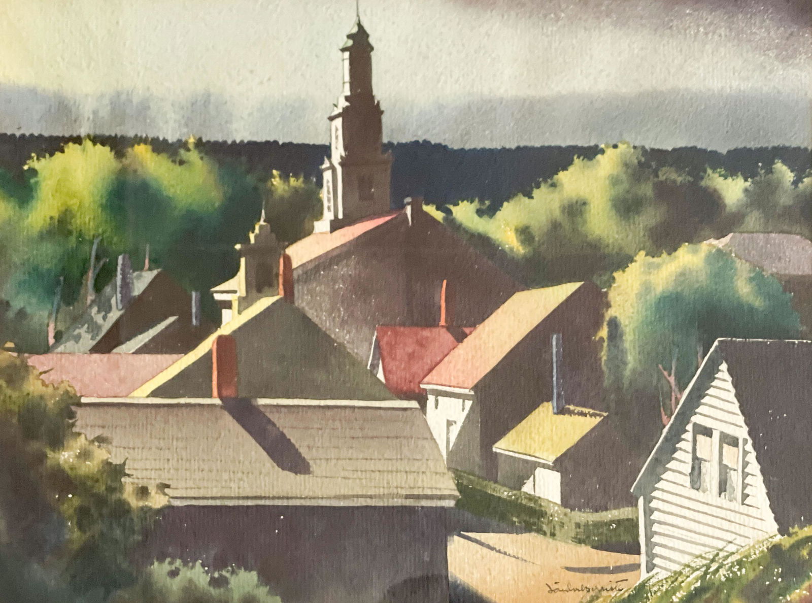 Sandor Bernath - Provincetown Houses: Lot 60 Sandor Bernath American (1892-1984) Provincetown Houses watercolor signed lower right sight: 12 1/4 x 16 1/4 inches Provenance: Property from the Estate of Eleanor Jacobs