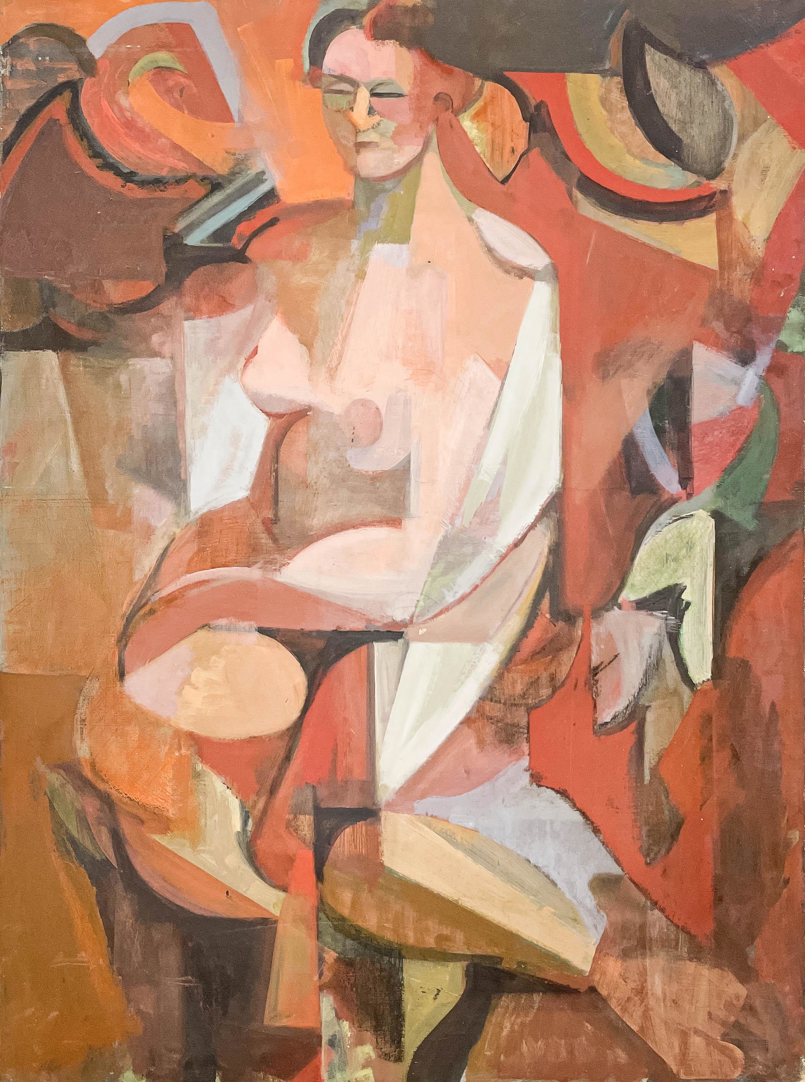 Leonard Alberts - Untitled (Cubist Nude Composition): Lot 66 Leonard Alberts American (1924-2010) Untitled (Cubist Nude Composition) oil on canvas 28 1/2 x 21 inches Provenance: From the Estate of Olivia Koopalethes & Leonard Alberts