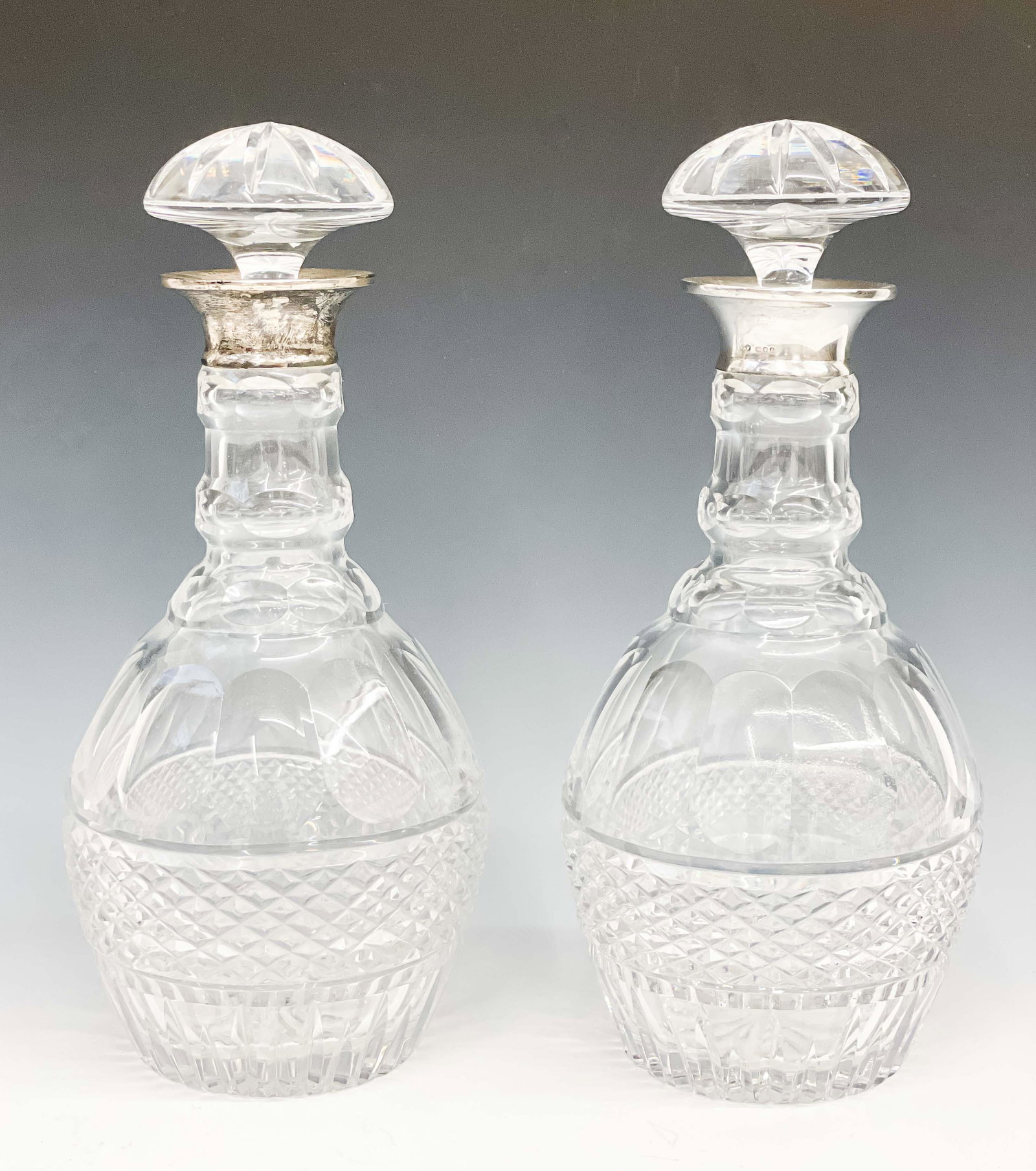 Pair of Cut Crystal and Sterling Silver Decanters (1 of 6)