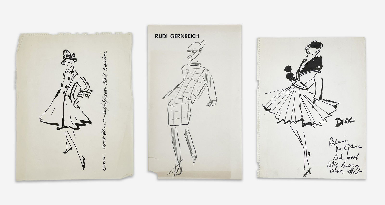 Joe Eula - 3 Sketches - Dior, Grès, Gernreich (1 of 4)
