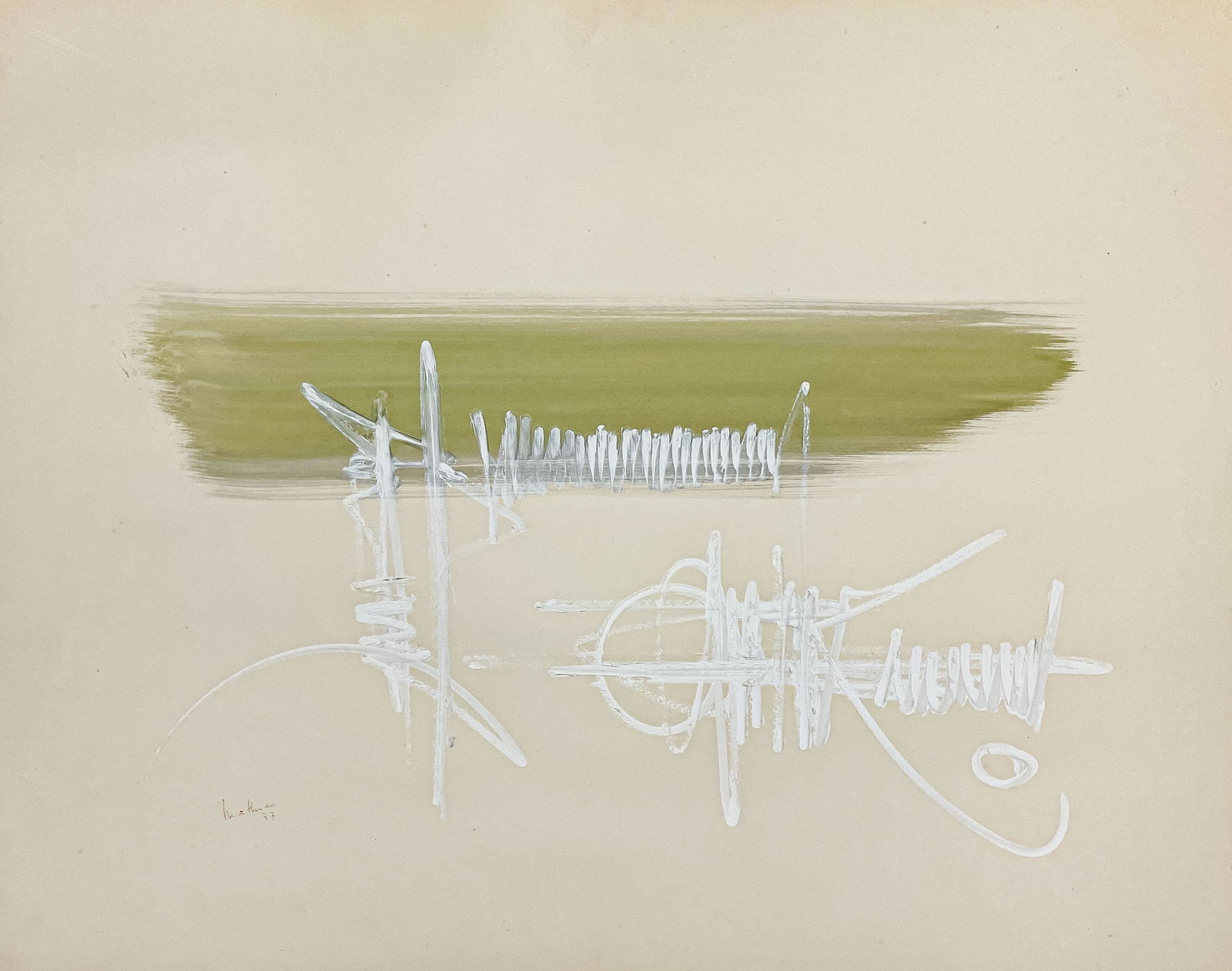 Georges Mathieu - Untitled,: Lot 43 Georges Mathieu French (1921-2012) Untitled, (1957) gouache and watercolor on Strathmore paper signed lower left 23 x 28 7/8 inches Provenance: from the Collection of Joyce Kootz widow o