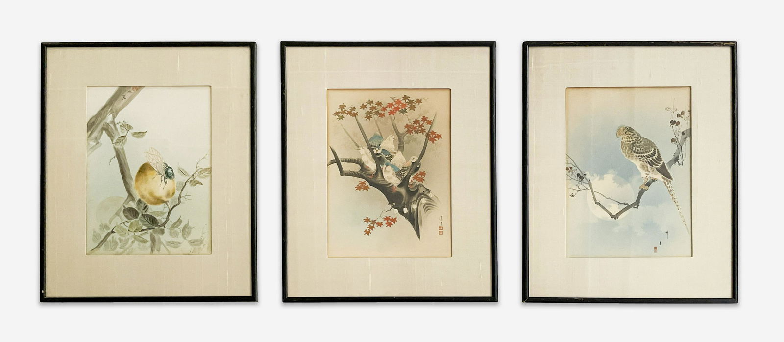 Group of 3 Japanese Nature Paintings (1 of 5)