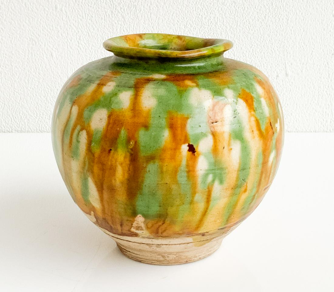 Chinese Sancai Glazed Ceramic Jar (1 of 3)