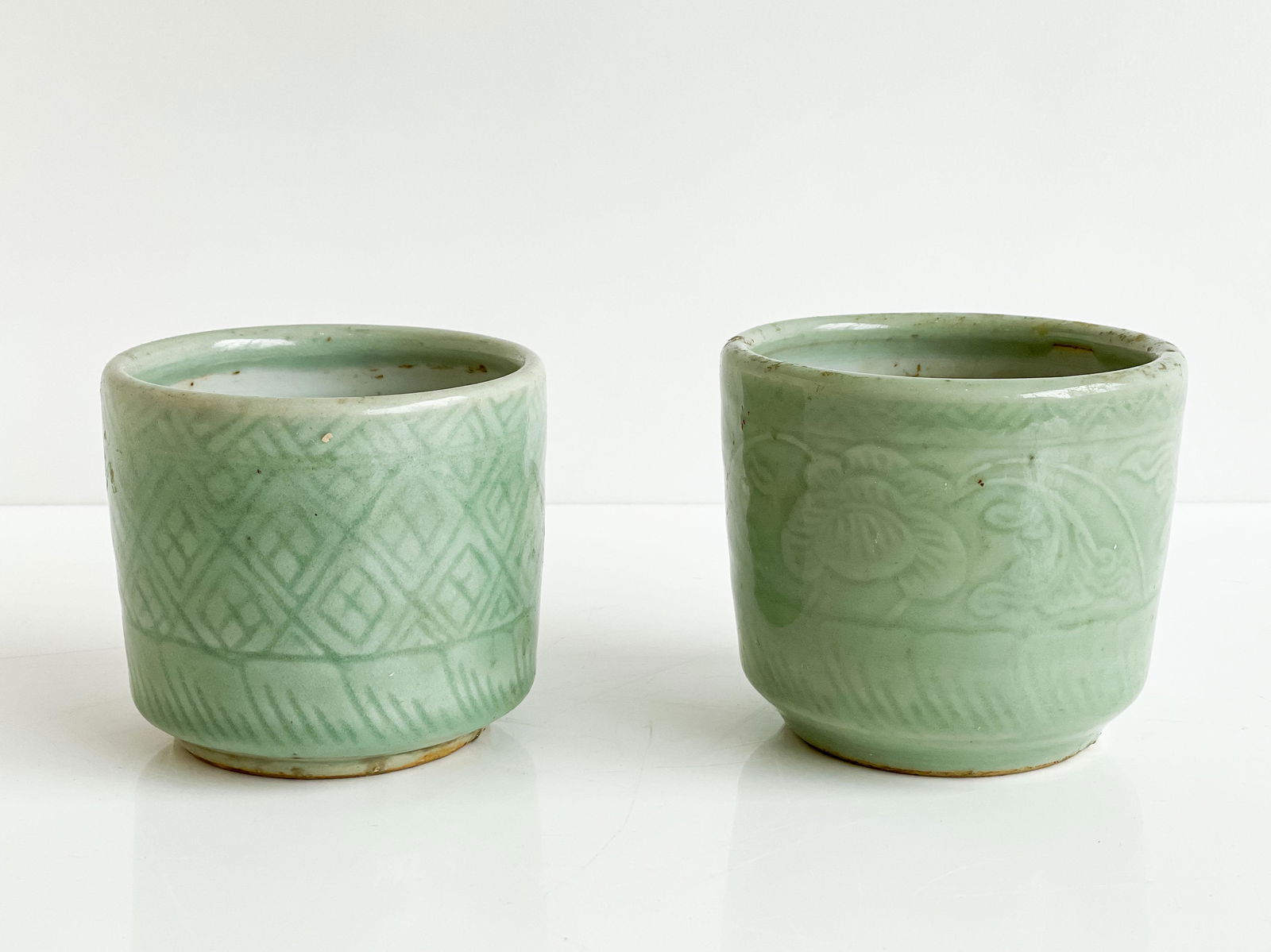2 Chinese Celadon Glazed Brush Pots (1 of 5)