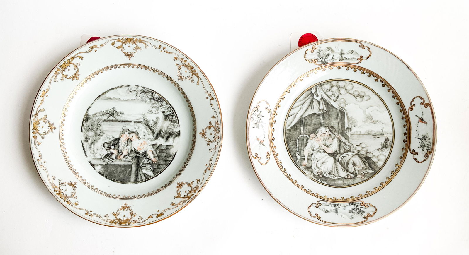 2 Chinese Export Porcelain European Subject Plates (1 of 2)