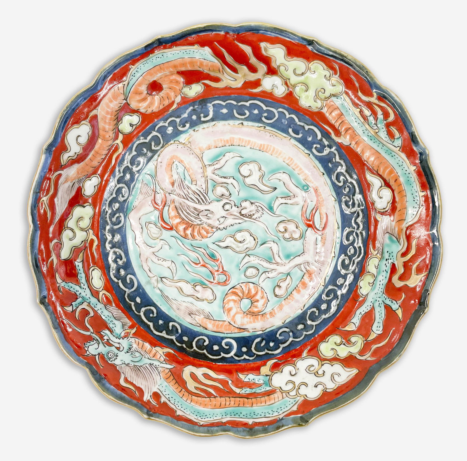 Japanese Imari Porcelain Dragon Plate (1 of 3)