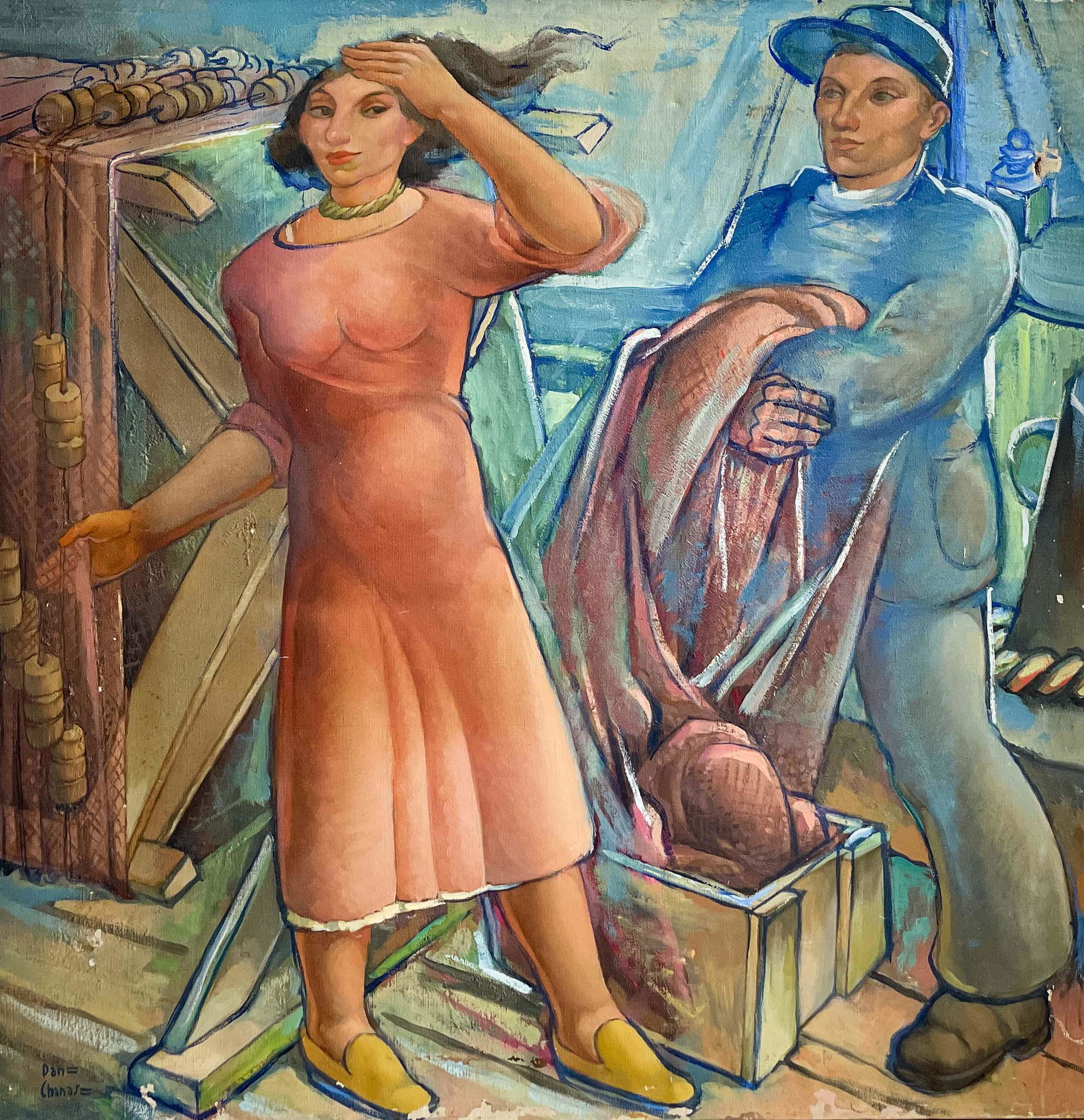 Dane Chanase - Untitled (Figures on Ship): Lot 38 Dane Chanase American (1894-1975) Untitled (Figures on Ship) oil on canvas signed lower left 32 x 32 inches unframed Provenance: Property from the Collection of Seymour Stein