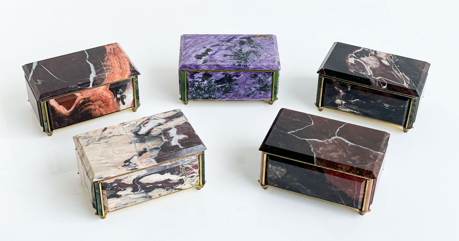 Stone Specimen Casket Boxes, Group of 5 (1 of 6)