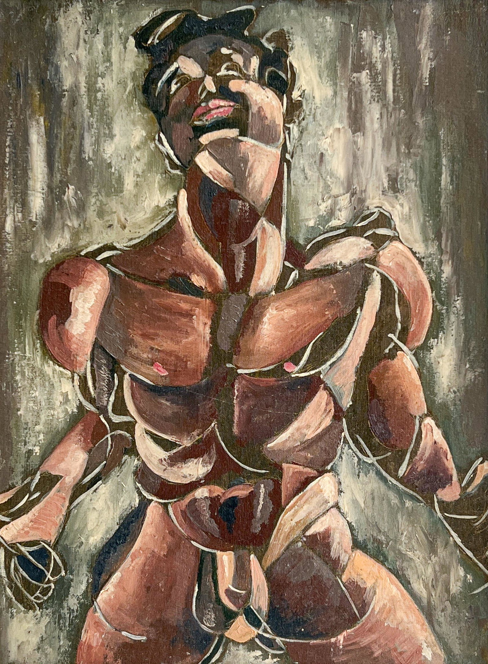 Artist Unknown - Untitled (Cubist Male Nude): Lot 9 Artist Unknown (XIX/XX) Untitled (Cubist Male Nude) (1951) oil on board signed indistinctly verso 23 1/2 x 17 1/2 inches frame dimensions: 31 3/4 x 25 1/2 x 2 1/2 inches Provenance: Property fro