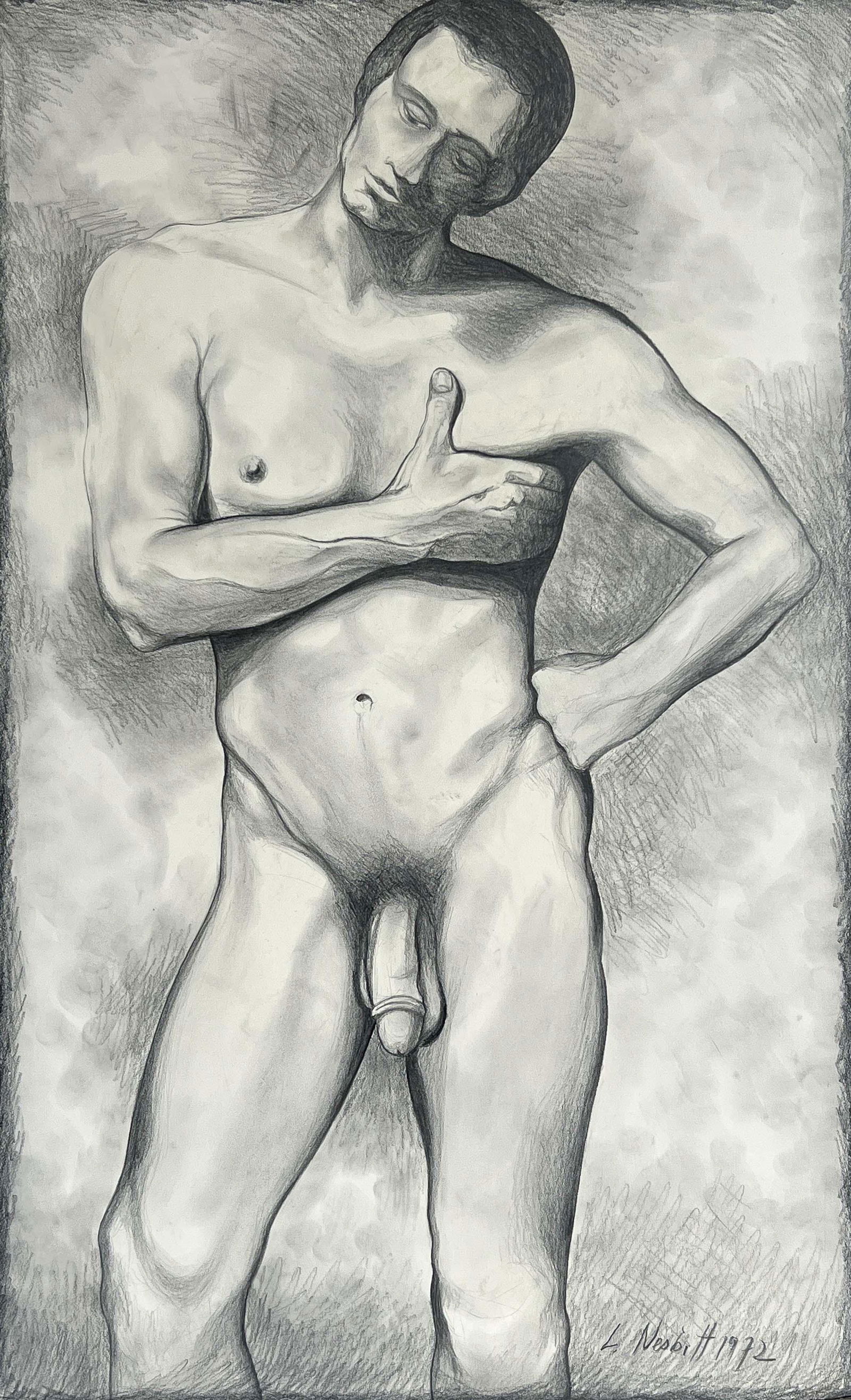 Lowell Nesbitt - Untitled (Nude Man): Lot 78 Lowell Nesbitt American (1933-1993) Untitled (Nude Man) (1972) graphite on Artist's board signed lower right 42 x 26 inches Provenance: From the Estate of Lowell Nesbitt