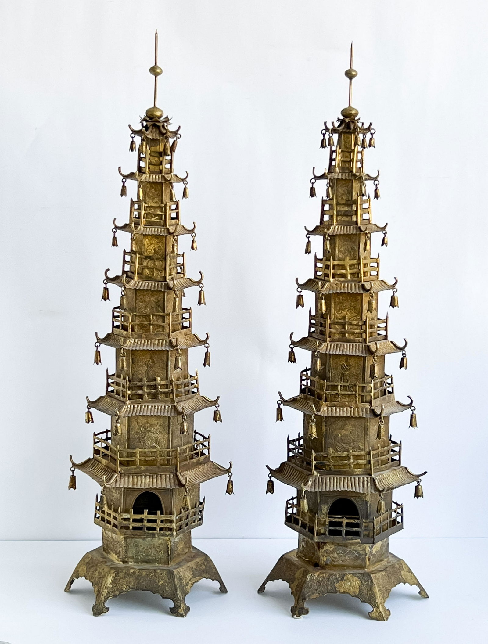 Pair of Chinese Gilt Metal Models of Pagodas (1 of 13)