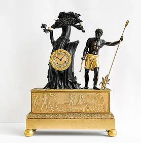 French Gilt and Patinated Bronze Figural Mantel Clock (1 of 9)