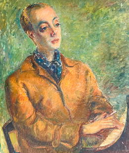 Clara Klinghoffer - Portrait of Stanley Bate: Lot 24 Clara Klinghoffer British/American (1900-1970) Portrait of Stanley Bate oil on canvas 30 x 25 inches unframed Provenance: From the Estate of Clara Klinghoffer