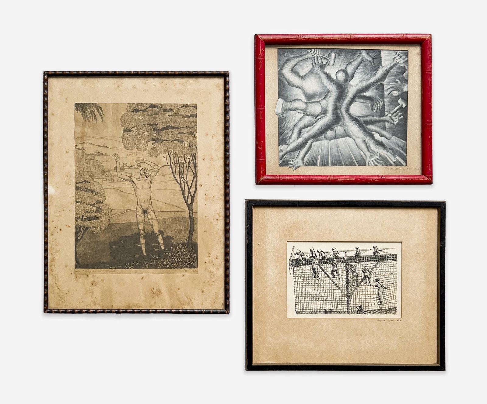 Various Artists - 3 Works on Paper: Lot 113 Various Artists (XIX/XX) 3 Works on Paper various media including: Arthur Paunzen (Austrian, 1890-1940), drypoint etching, c. 1930, signed lower right Unknown artist, ink on paper, titled 'Hit