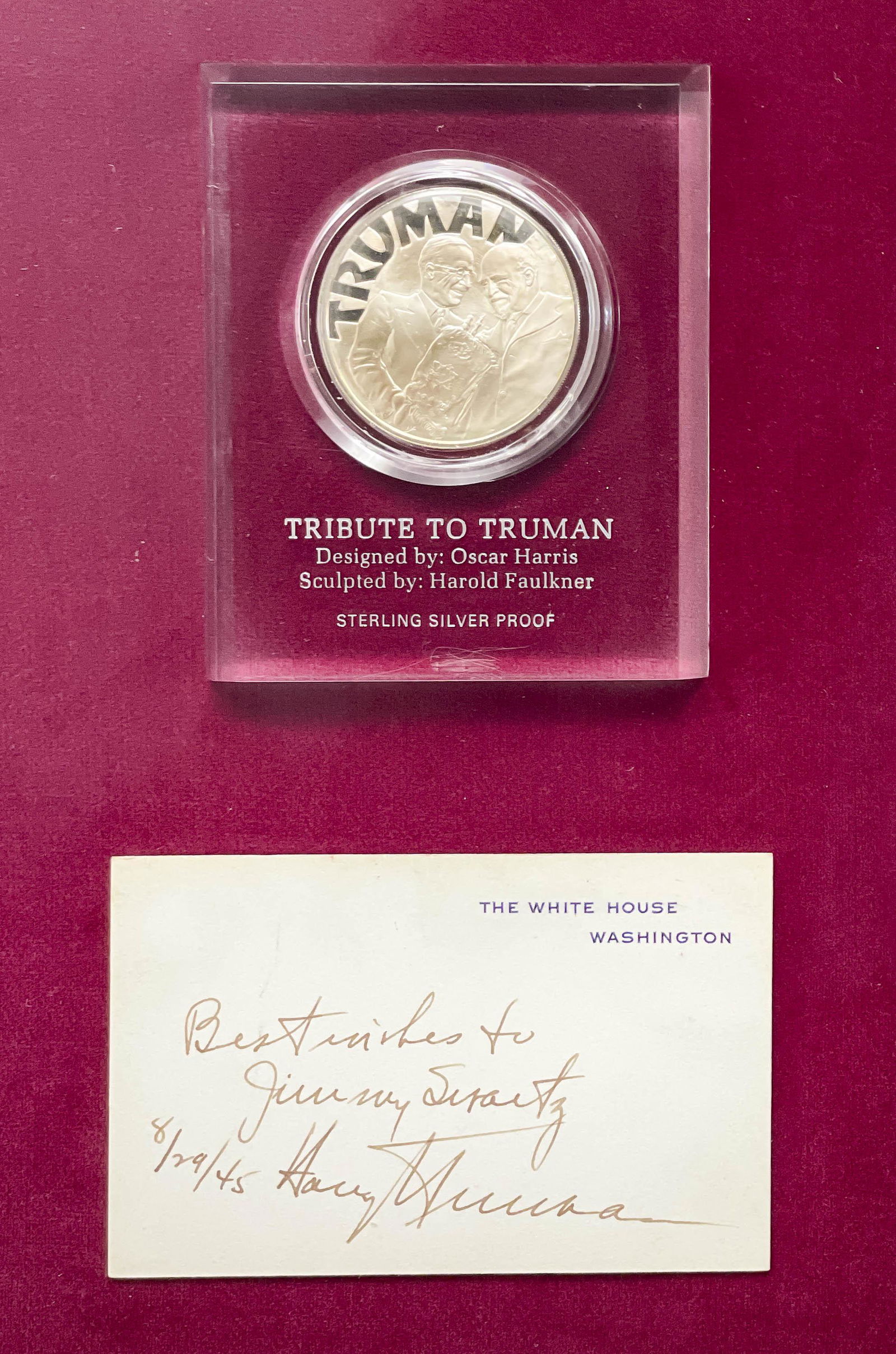 Harry Truman Signed Note Card (1 of 5)