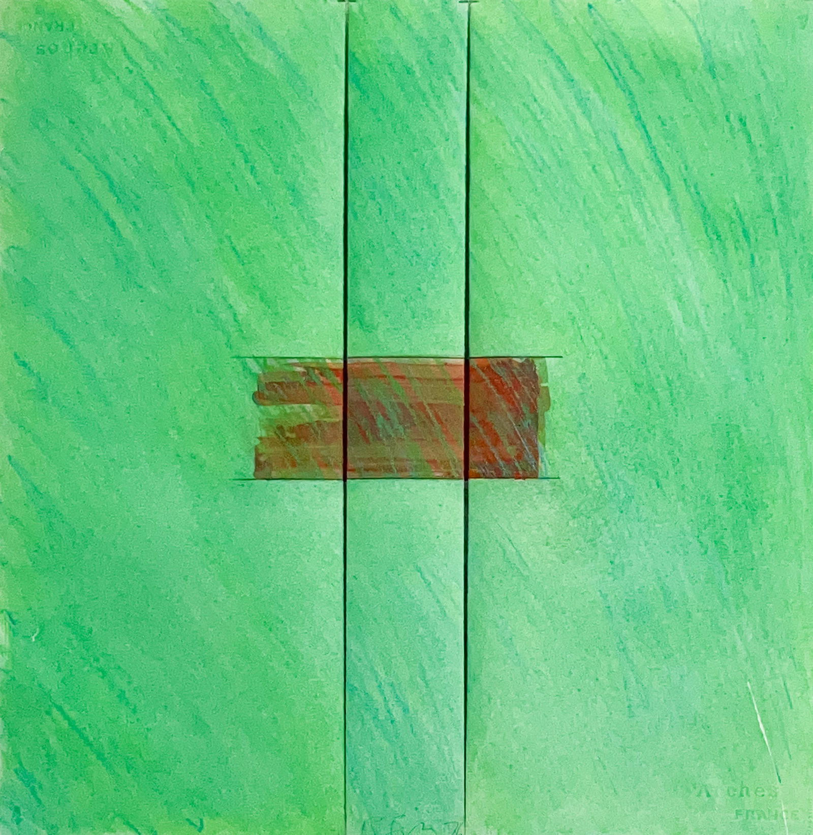 Richard Smith - Untitled (Green and Red Composition): Lot 65 Richard Smith British (1931-2016) Untitled (Green and Red Composition) (1976) pastel, gouache, and graphite on Arches paper signed lower center sheet: 22 x 22 inches frame dimensions: 32 3/4 x