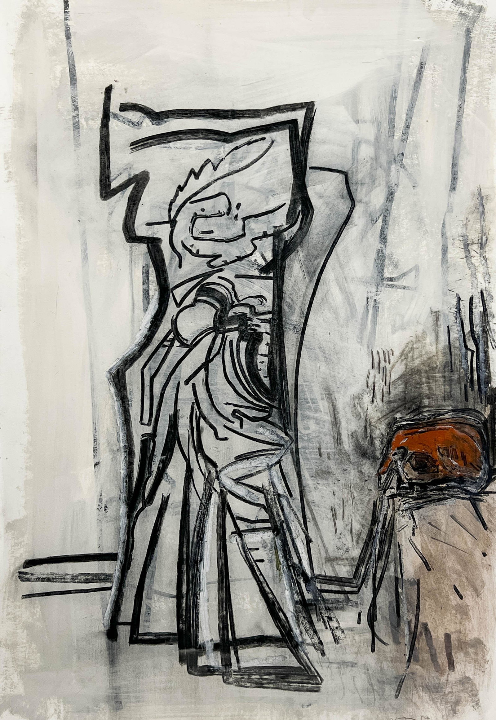John Walker - Untitled (Abstract Figure): Lot 70 John Walker British (b. 1939) Untitled (Abstract Figure) (1984) charcoal and gesso on paper signed lower right 47 3/4 x 33 1/2 inches frame dimensions: 51 3/4 x 36 x 1 1/4 inches, wood frame wi