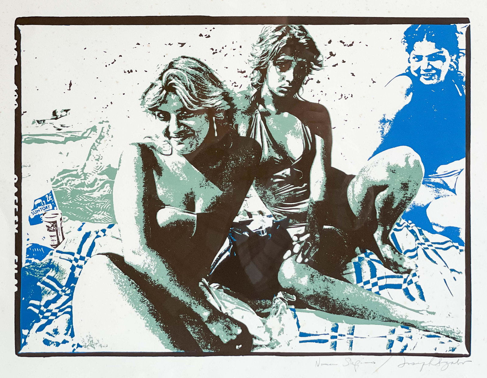 Joseph Szabo - Three Women On The Beach: Lot 93 Joseph Szabo American (b. 1944) Three Women On The Beach silkscreen signed lower right sight: 15 3/4 x 18 1/2 inches frame dimensions: 22 x 24 1/2 x 3/4 inches,,acrylic glazed frame Additional