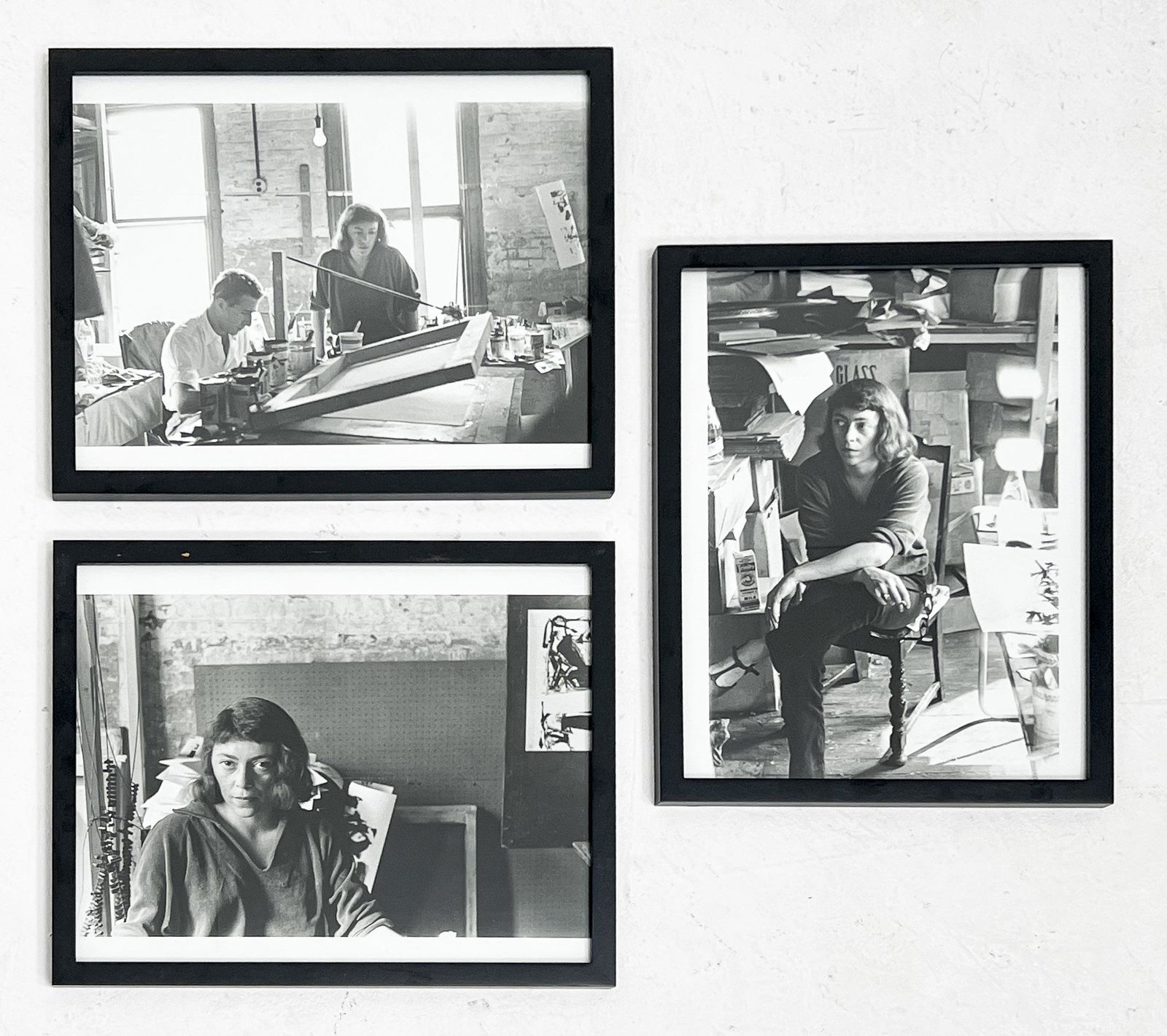 Walter Silver - Joan Mitchell (3 Photographs): Lot 104 Walter Silver American (1923-1998) Joan Mitchell (3 Photographs) silver gelatin prints sight (each): 10 3/4 x 13 3/4 inches frame dimensions (each): 12 x 15 x 1/2 inches, wood frame with glazi