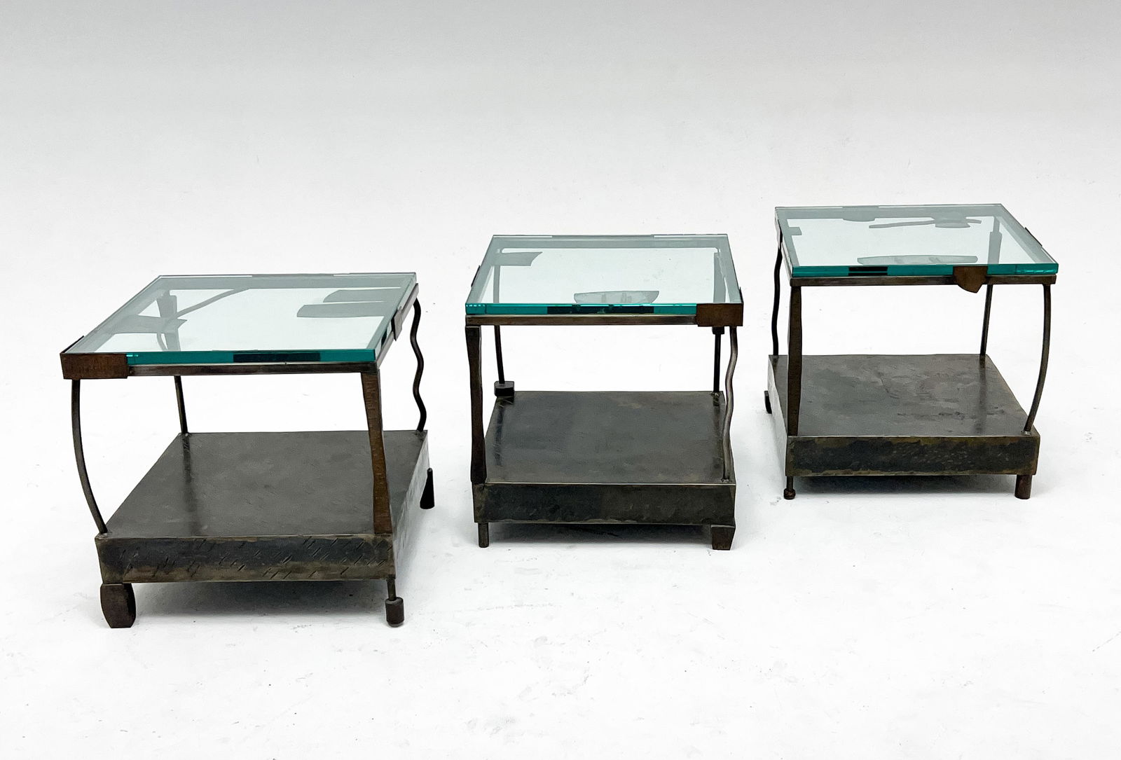 Set of 3 Metal and Glass Side Tables (1 of 6)