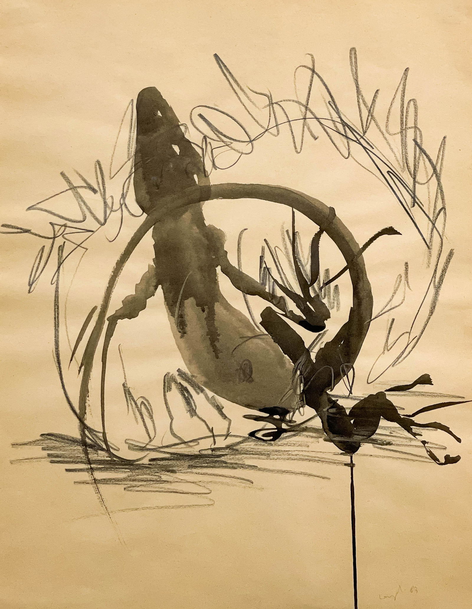 Nino Longobardi - Untitled (Lizard): Lot 108 Nino Longobardi Italian (b. 1953) Untitled (Lizard) (1983) ink and graphite on paper signed lower right sheet: 15 1/2 x 11 3/4 inches frame dimensions: 27 1/4 x 21 1/4 x 1 1/4 inches, wood fra