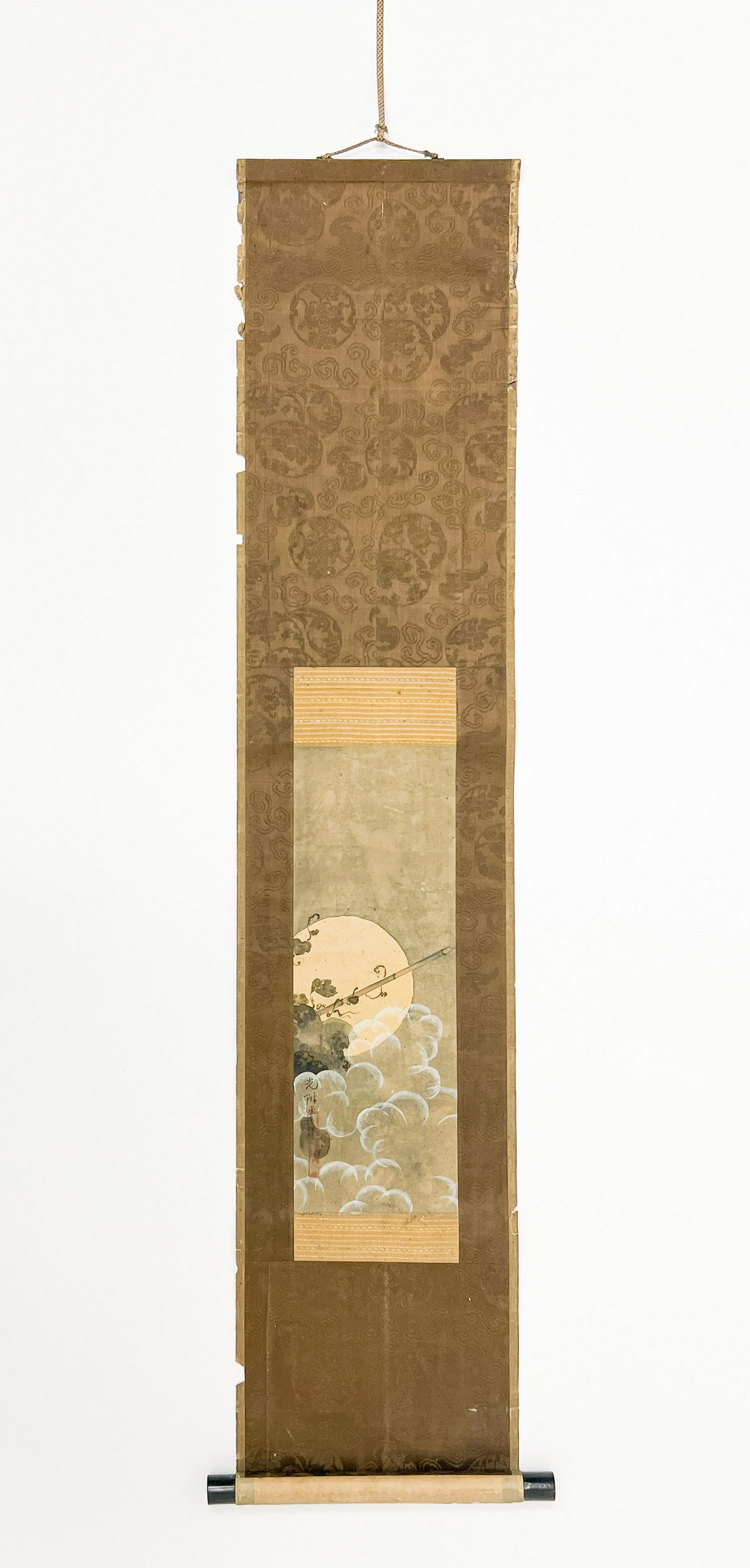 Japanese Hanging Scroll signed Korin, Moon and Clouds, Ink on Silk (1 of 9)