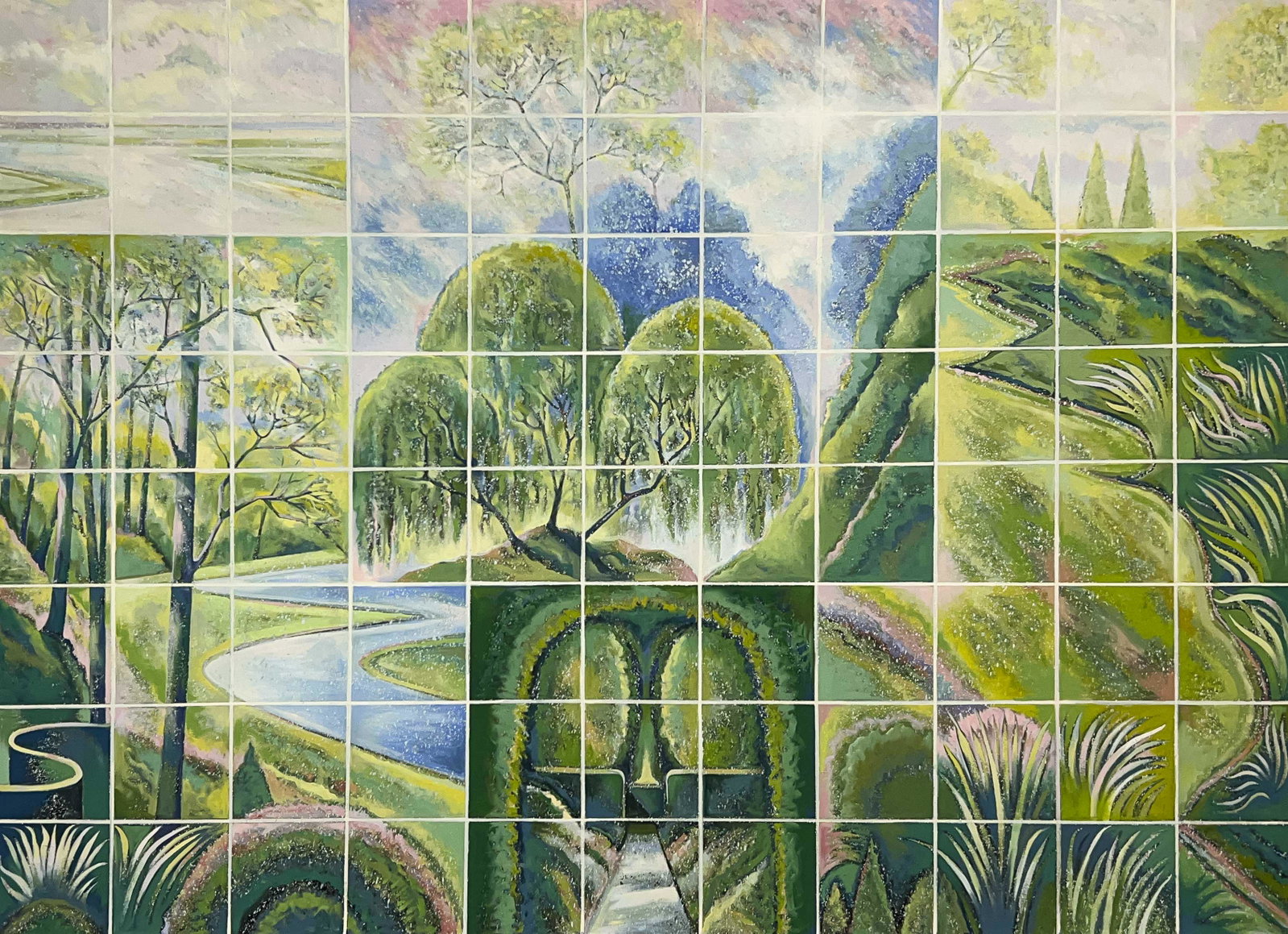 Lowell Nesbitt - The Landscape Question: Lot 26 Lowell Nesbitt American (1933-1993) The Landscape Question (1983) oil on canvas signed verso 80 x 110 inches strip frame, lacking part of two sides Provenance: From the Estate of Lowell Nesbitt