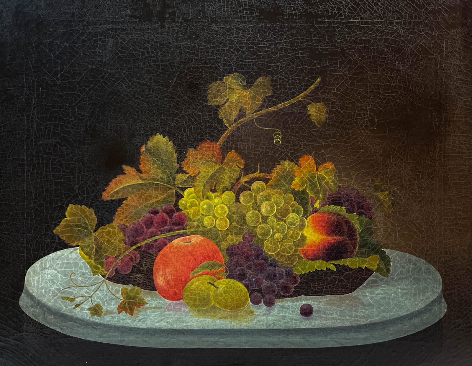 Artist Unknown - Still Life with Grapes and Apples: Lot 48 Artist Unknown (XIX/XX) Still Life with Grapes and Apples oil on masonite 20 x 25 1/2 inches frame dimensions: 27 1/2 x 32 3/4 x 2 inches Provenance: from a private New York collection