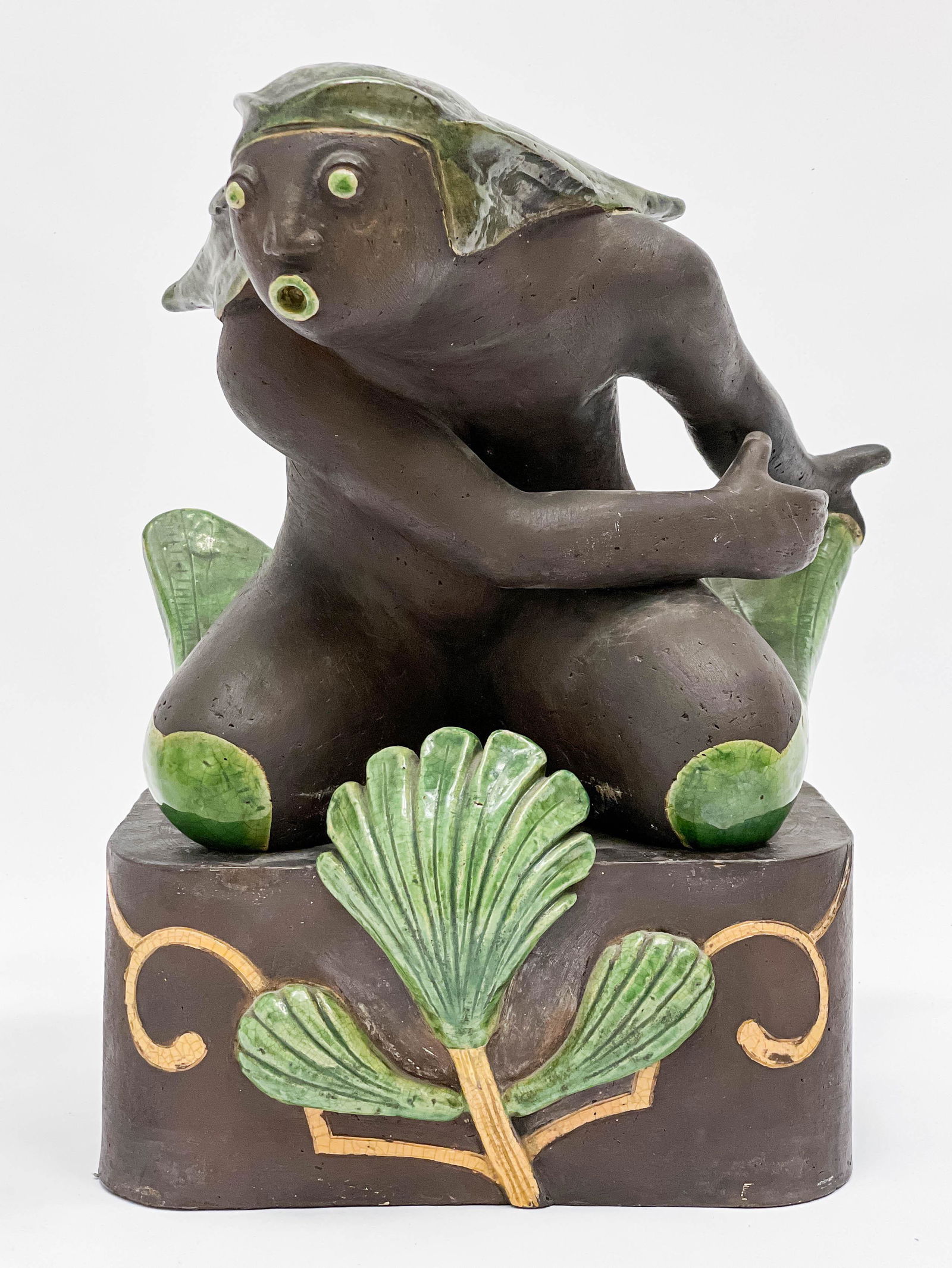 Georg Thylstrup - Meerjungfrau (Mermaid): Lot 79 Georg Thylstrup Danish (1884-1930) Meerjungfrau (Mermaid) glazed stoneware in two parts incised to both pieces, with 'DENMARK' overall: 17 1/4 x 13 3/4 x 13 inches Provenance: Property from th