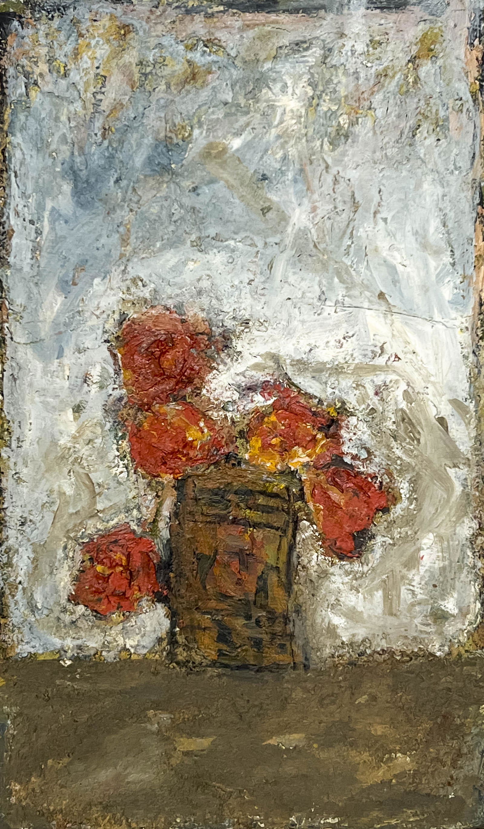 Gandy Brodie - Flowers in a Can: Lot 16 Gandy Brodie American (1924-1975) Flowers in a Can oil on panel signed verso 21 1/4 x 12 1/2 inches unframed Provenance: A Private Collection