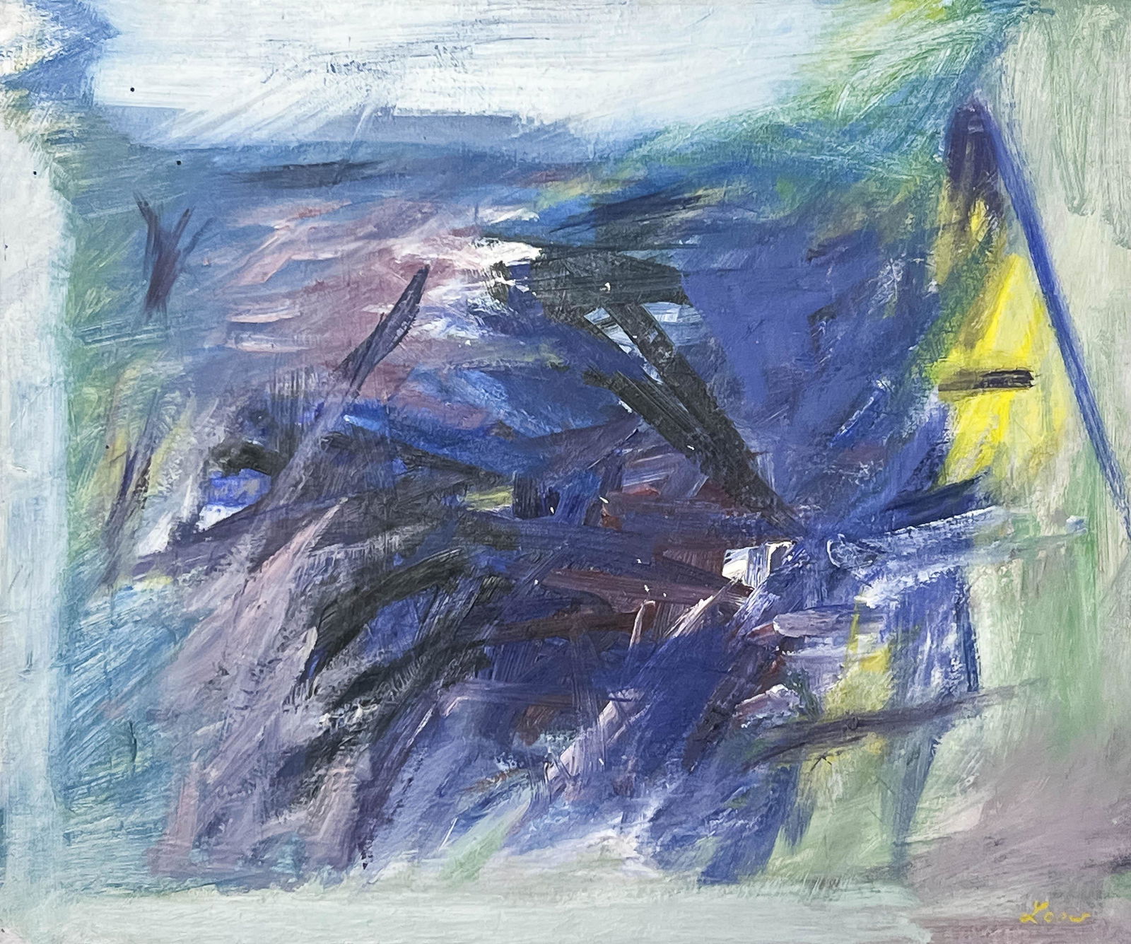 Michael Loew - Blue Form #2: Lot 26 Michael Loew American (1907-1985) Blue Form #2 (1961) oil on canvas signed lower right 20 x 24 inches frame dimensions: 21 x 25 x 2 1/4 inches wood frame Provenance: From a private collection,