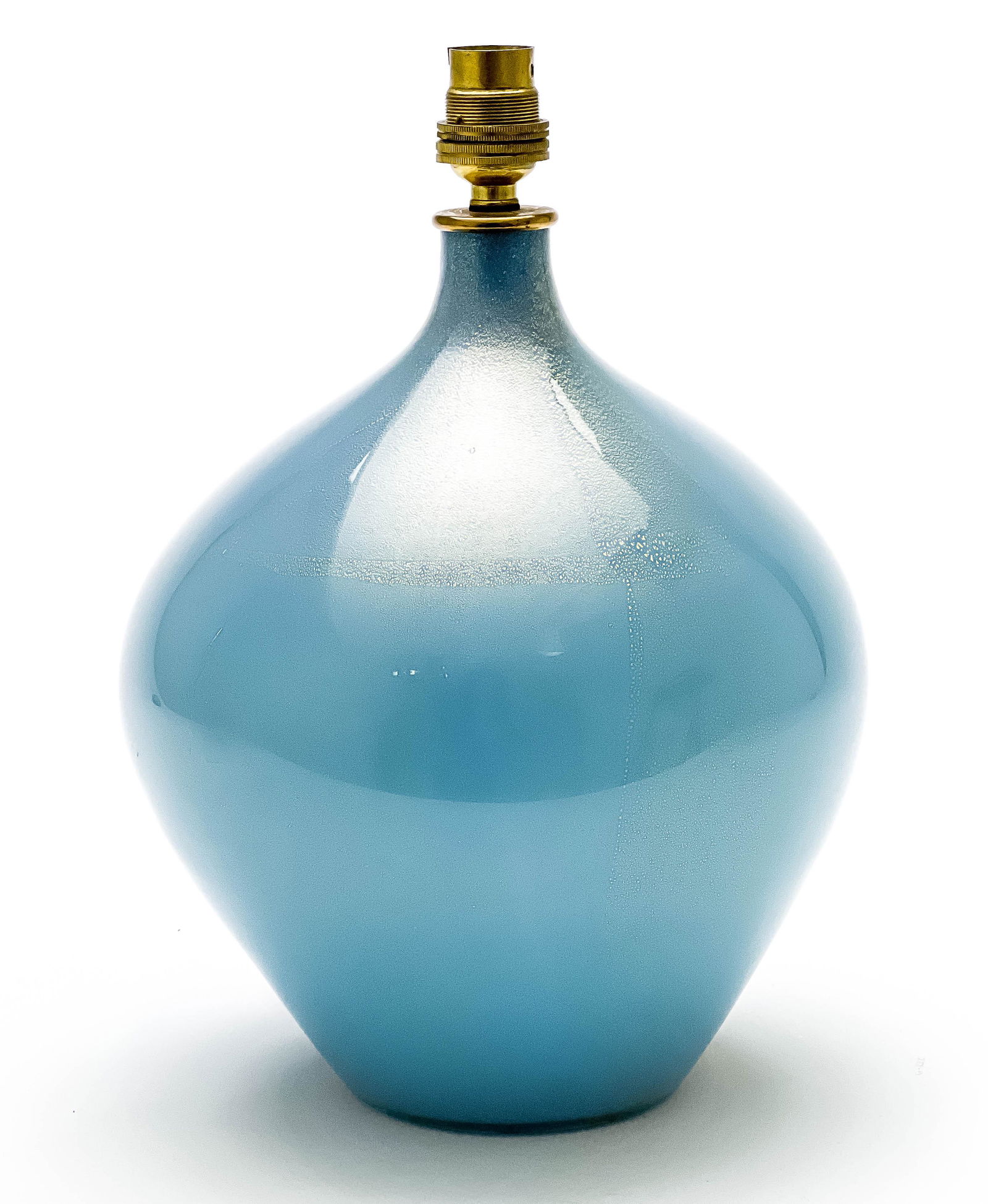 Seguso Italian Blue Cased Glass Lamp Base with Gold Leaf (1 of 8)