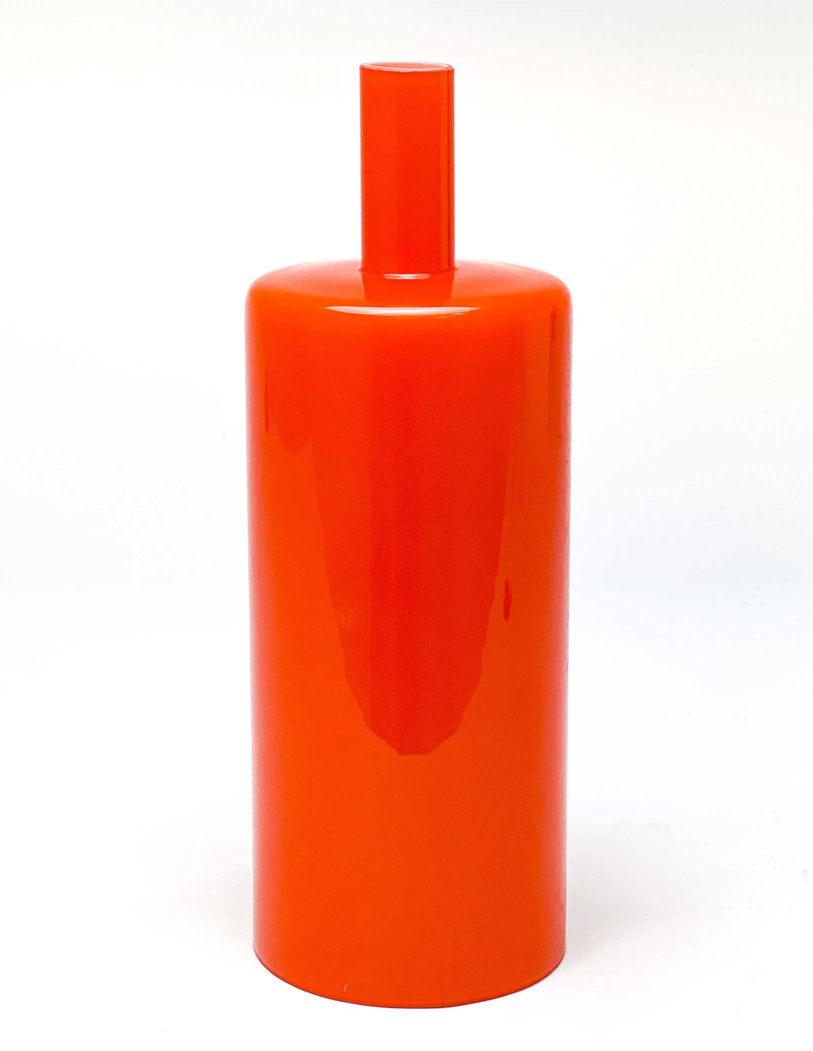 Italian Orange Cased Glass Shade: Lot 101 Italian Orange Cased Glass Shade (c. 1970) height: 15 1/4 inches diameter: 5 1/2 inches Provenance: A Private Collection