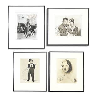 Group of 4 Autographed Publicity Photographs: Lot 50 Group of 4 Autographed Publicity Photographs including actor and singer Gene Autry, jazz musician Ted Lewis, actress Bebe Daniels, and comedian couple Fred and Portland Allen sight (largest):