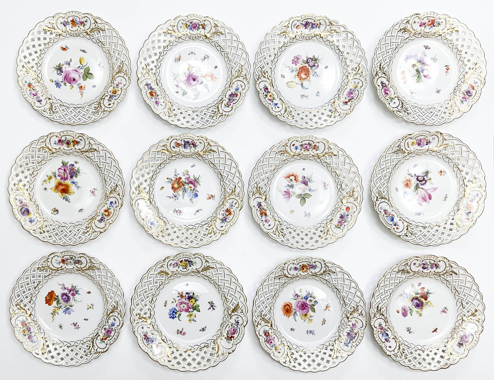 Meissen (Co.) - Set of 12 Reticulated Plates (1 of 5)
