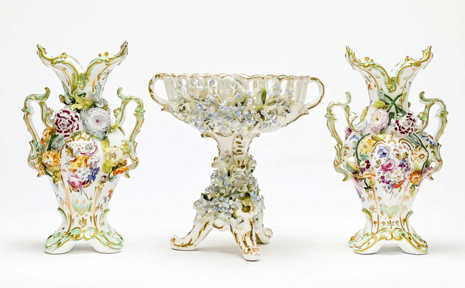 Assembled English and Continental Porcelain Garniture, 3 Pcs. (1 of 8)