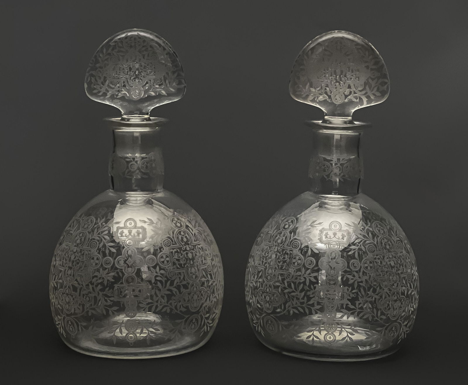 Baccarat (Co.) Pair of Etched Decanters (0154) on Jan 19, 2023