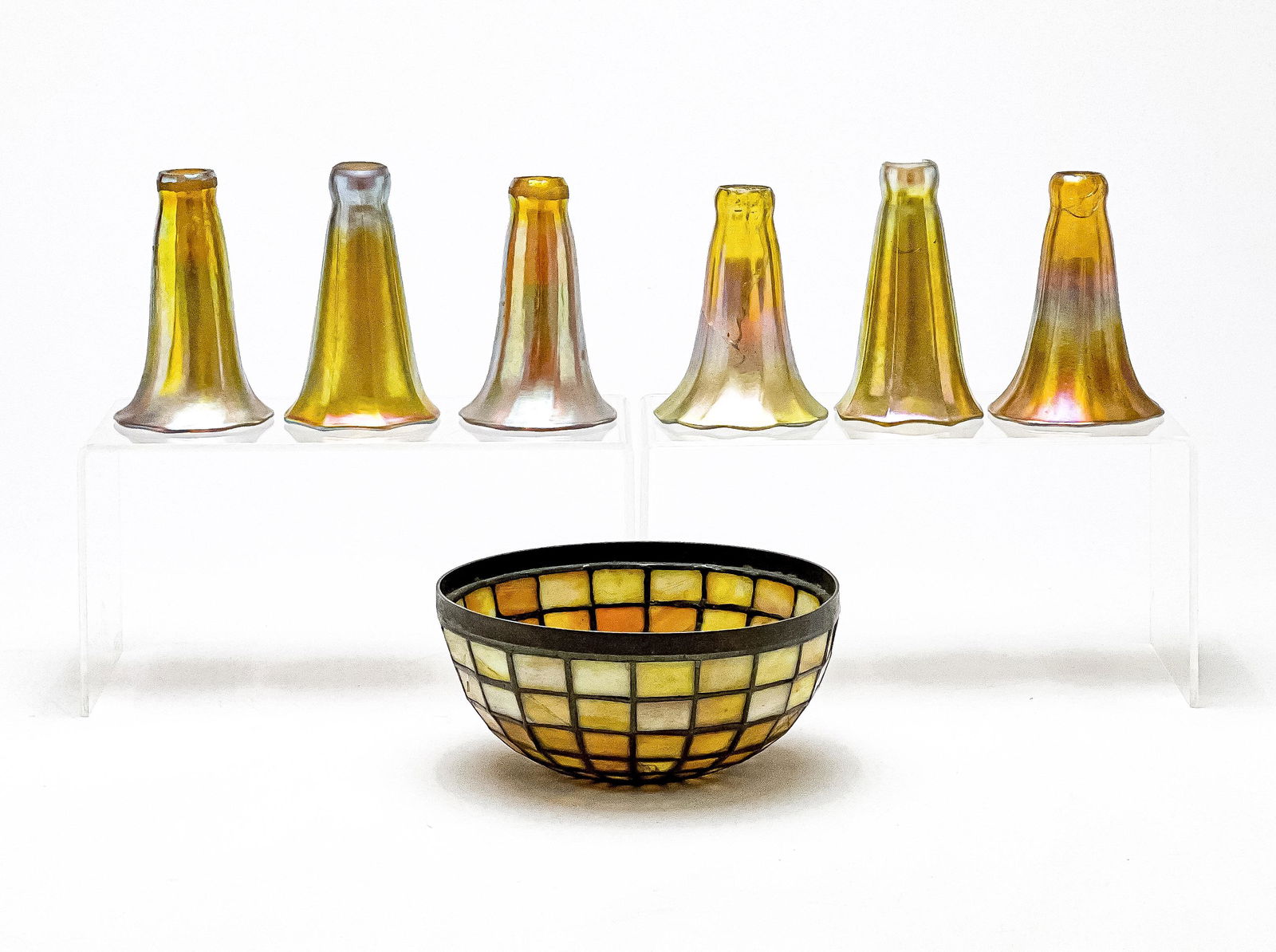 Assortment of 6 Favrile Glass Lily Shades, incl. Louis Comfort Tiffany (1 of 13)