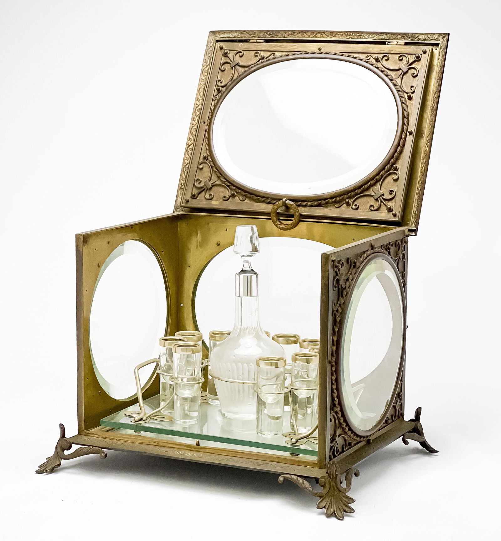 Victorian Patinated Metal Tantalus (1 of 10)