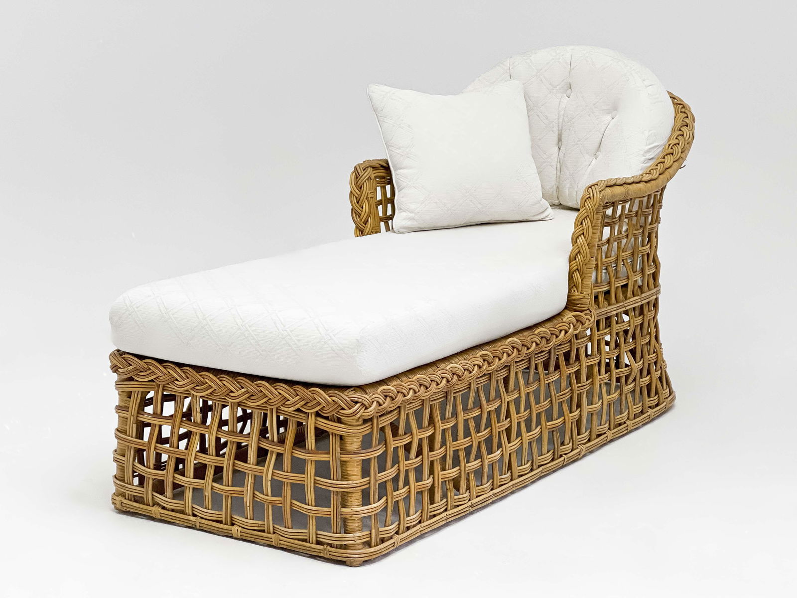 Braided Wicker Chaise Lounge (1 of 8)