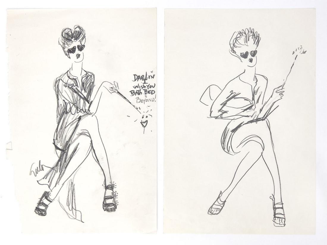 Joe Eula - 7 Joe Eula Drawings for Geoffrey Beene (1 of 3)