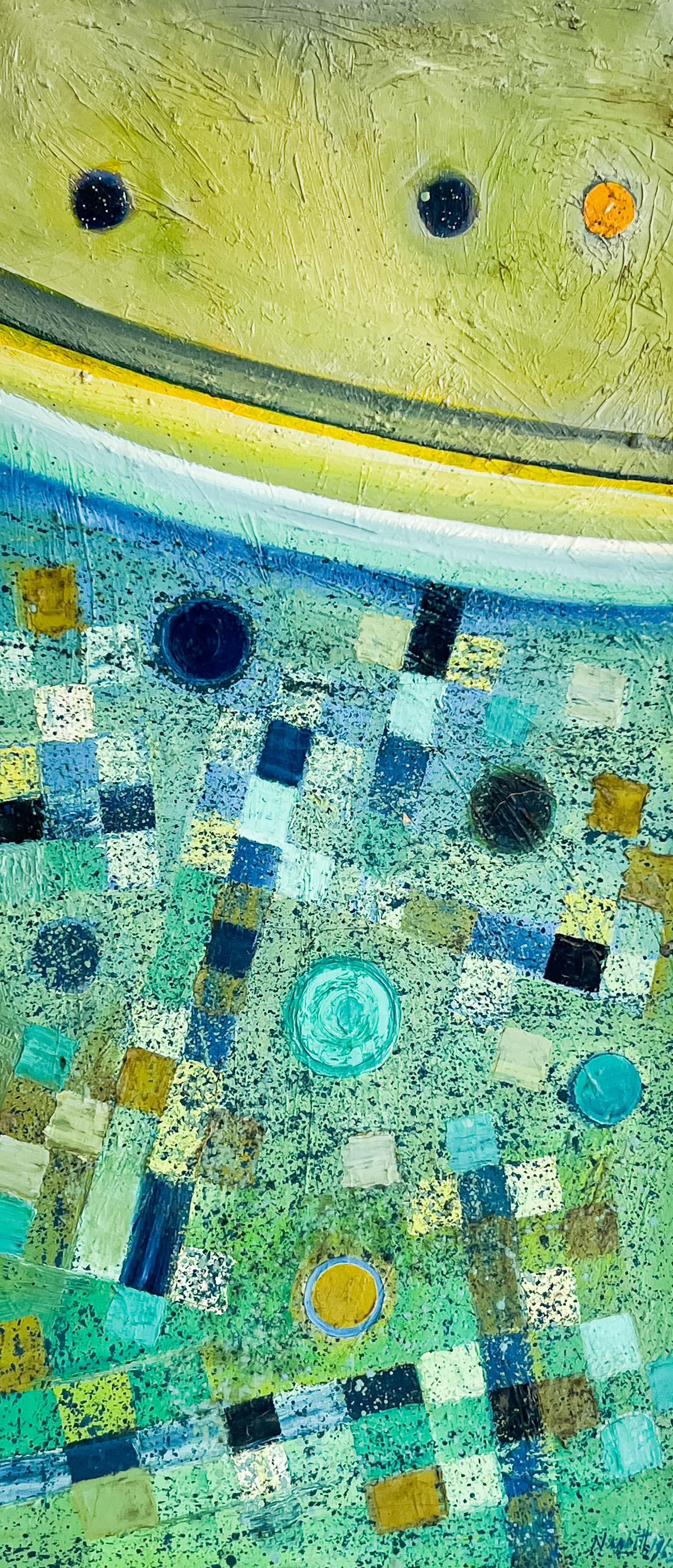 Lowell Nesbitt - The Pond: Lot 85 Lowell Nesbitt American (1933-1993) The Pond (1962) oil on canvas signed verso and lower right 43 x 19 inches frame dimensions: 44 x 20 x 1 1/4 inches Additional Information: reoffer due to non