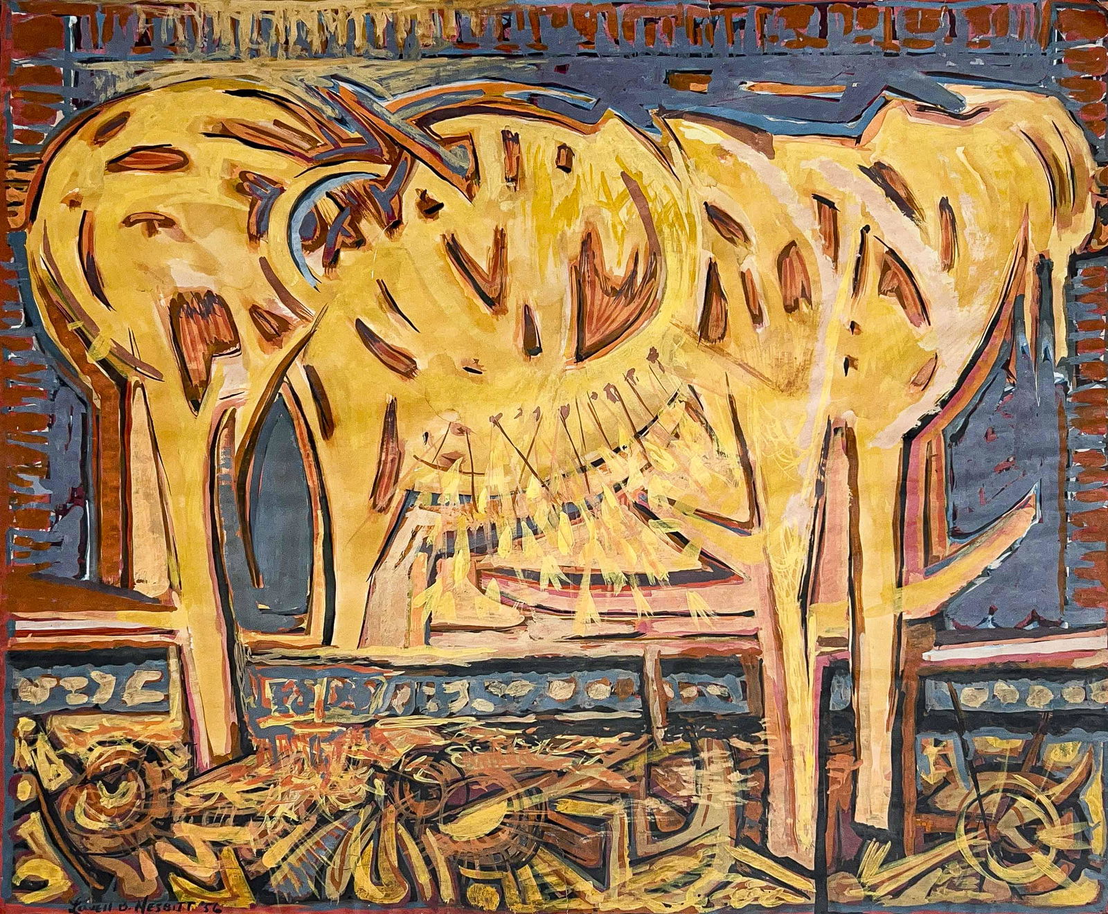 Lowell Nesbitt - Untitled (Blue and Orange Abstract Composition) (1 of 5)